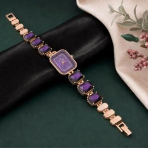Elegant Purple Gemstone Rose Gold Watch